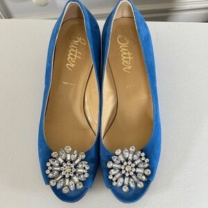 Butter Blue Embellished mini wedge
